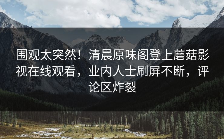 围观太突然！清晨原味阁登上蘑菇影视在线观看，业内人士刷屏不断，评论区炸裂