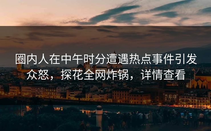 圈内人在中午时分遭遇热点事件引发众怒，探花全网炸锅，详情查看