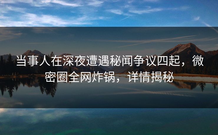 当事人在深夜遭遇秘闻争议四起，微密圈全网炸锅，详情揭秘