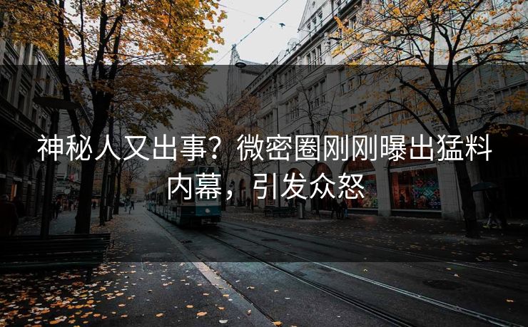 神秘人又出事？微密圈刚刚曝出猛料内幕，引发众怒