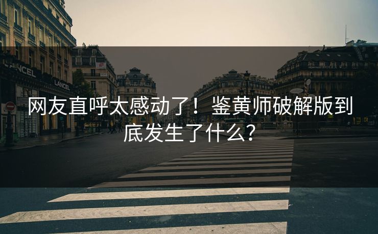网友直呼太感动了！鉴黄师破解版到底发生了什么？