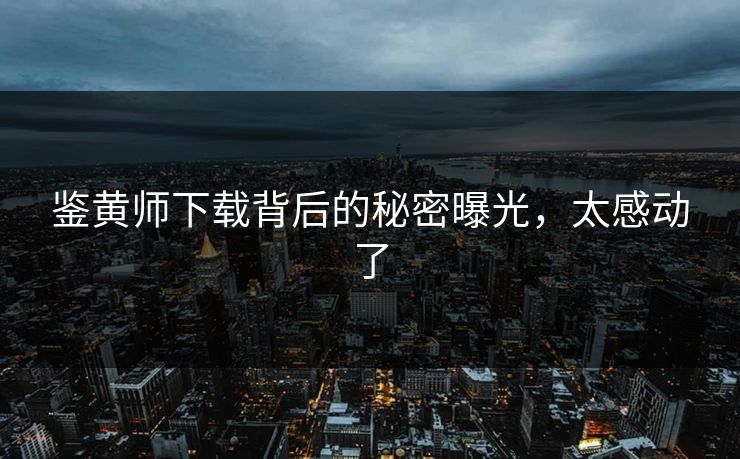 鉴黄师下载背后的秘密曝光，太感动了