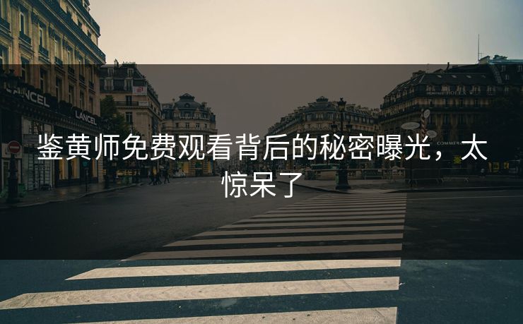 鉴黄师免费观看背后的秘密曝光，太惊呆了