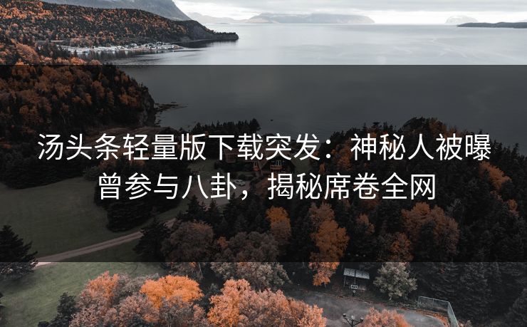 汤头条轻量版下载突发：神秘人被曝曾参与八卦，揭秘席卷全网
