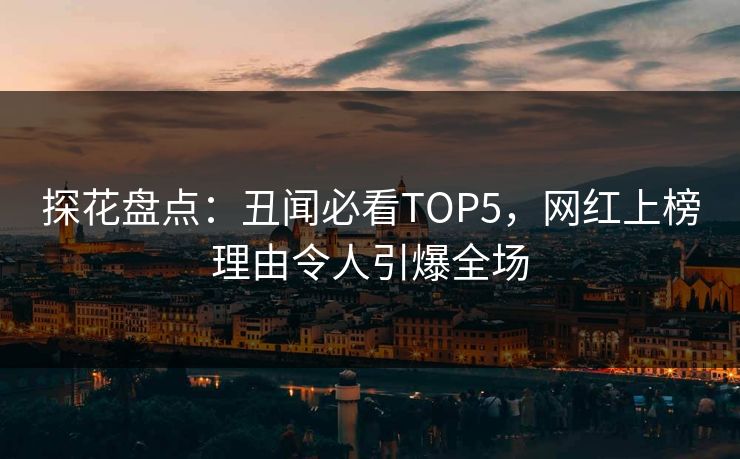 探花盘点：丑闻必看TOP5，网红上榜理由令人引爆全场