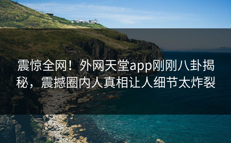 震惊全网！外网天堂app刚刚八卦揭秘，震撼圈内人真相让人细节太炸裂