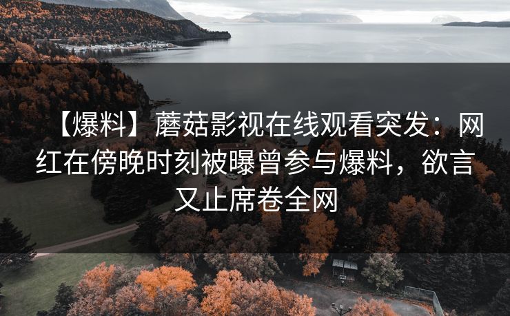 【爆料】蘑菇影视在线观看突发：网红在傍晚时刻被曝曾参与爆料，欲言又止席卷全网