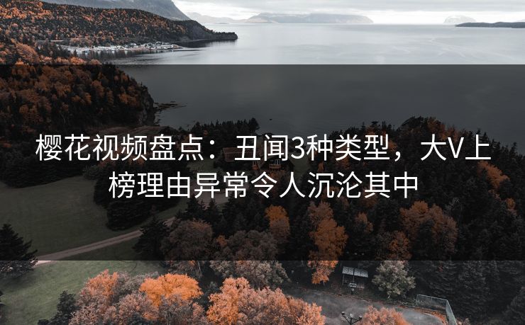 樱花视频盘点：丑闻3种类型，大V上榜理由异常令人沉沦其中