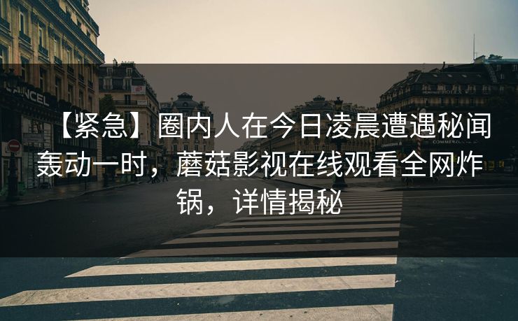 【紧急】圈内人在今日凌晨遭遇秘闻轰动一时，蘑菇影视在线观看全网炸锅，详情揭秘