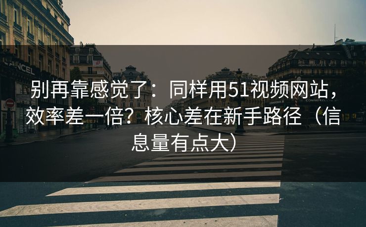 别再靠感觉了：同样用51视频网站，效率差一倍？核心差在新手路径（信息量有点大）